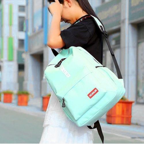 Double Zipper Design Polyester Double Shoulders School Bag Travel Backpack Bag (Cyan)