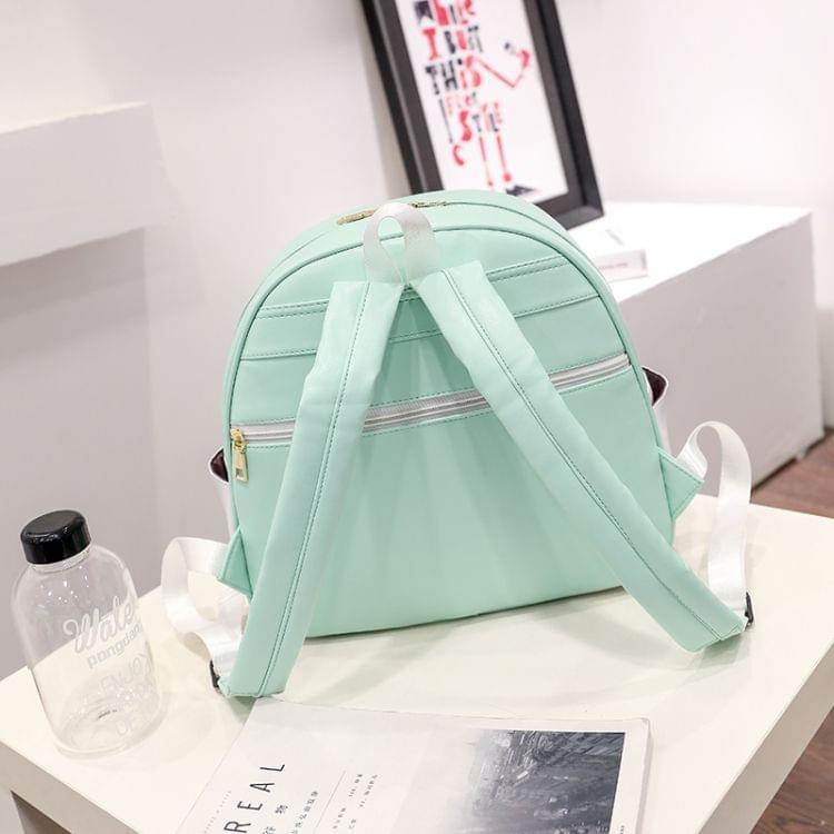 Lovely Emoticon PU Shoulders Bag School Bag Travel Backpack Bag (Mint Green)