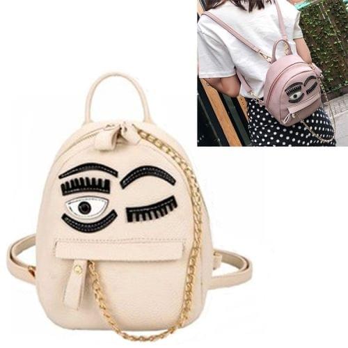 Wink Pattern Casual Double Shoulder Bag Ladies Handbag Messenger Bag (Beige)