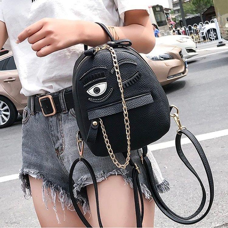 Wink Pattern Casual Double Shoulder Bag Ladies Handbag Messenger Bag (Beige)