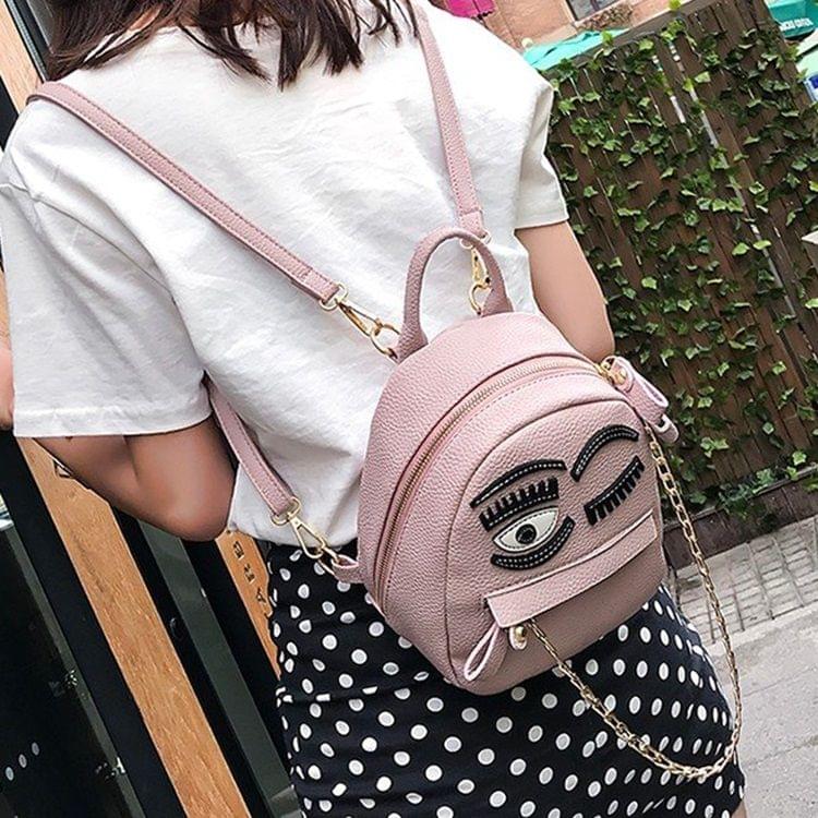 Wink Pattern Casual Double Shoulder Bag Ladies Handbag Messenger Bag (Beige)