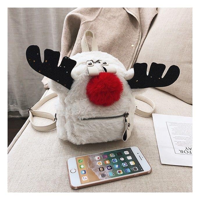 Cute Elk Plush Shoulder Bag Messenger Bag Ladies Handbag Chain Bag (Black)