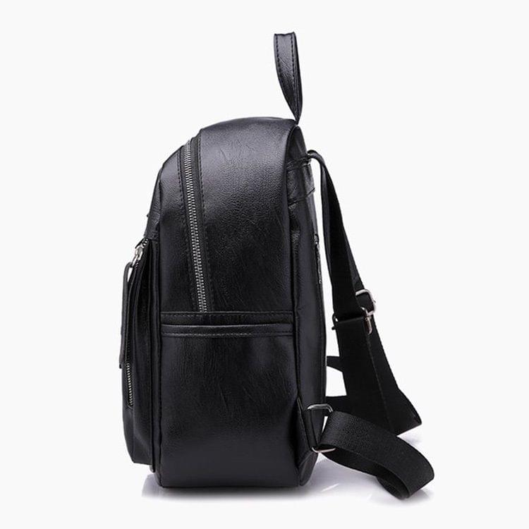 Elephant Embroidery Pattern Soft Surface Double Shoulder Bag Ladies Handbag Messenger Bag (Black)
