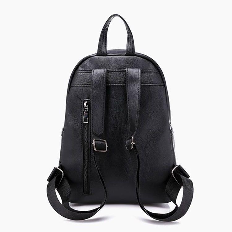 Elephant Embroidery Pattern Soft Surface Double Shoulder Bag Ladies Handbag Messenger Bag (Black)