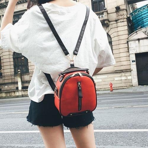 Litchi Texture PU Leather Double Shoulders School Bag Mini Travel Backpack Bag (Red)