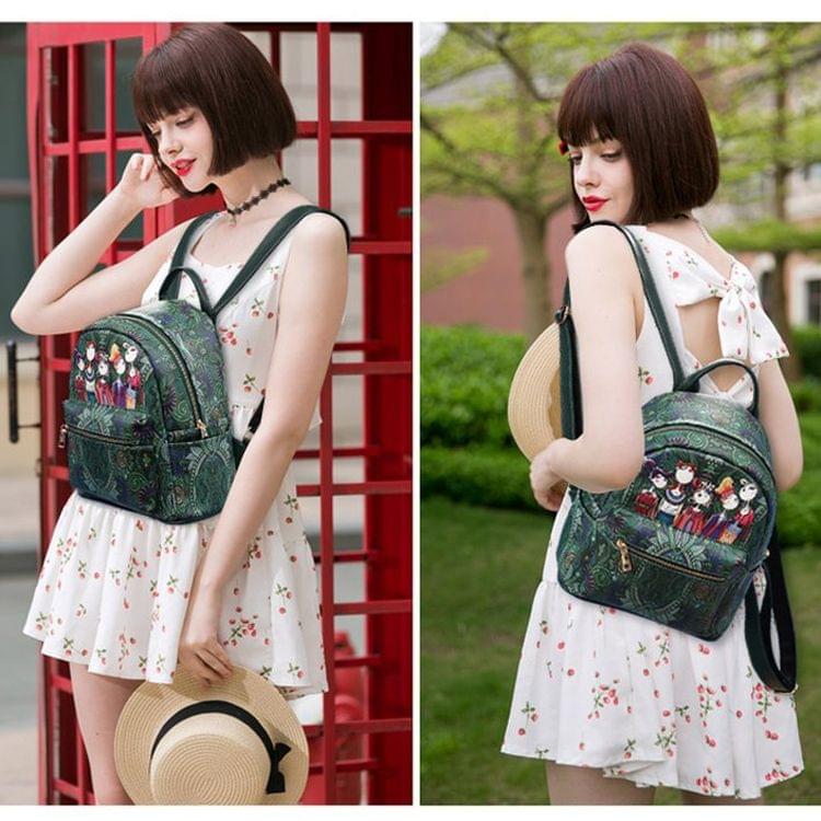 Leisure Fashion Creative Printing Design Double Shoulders Bag (Green)