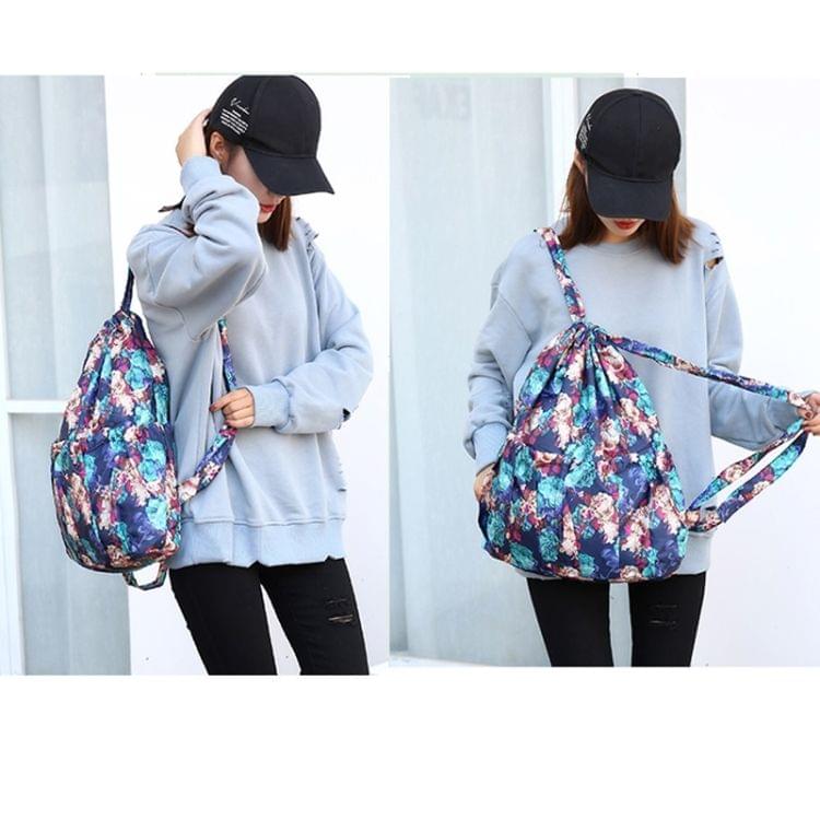 Printing Double Shoulders Drawstring Sports Backpack Bag (Red Maple Leaves)