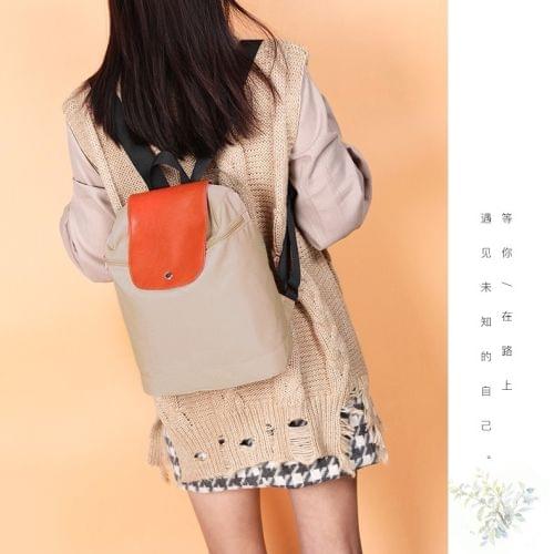 Waterproof Nylon Art Style Double Shoulders School Bag Travel Backpack Bag(Khaki)