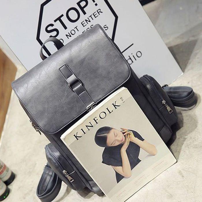 Leisure Fashion PU Leather Backpack Handbag(Grey)