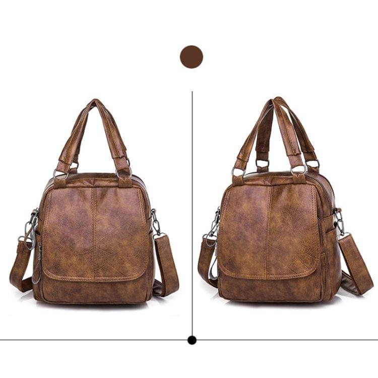 Fashion PU Leather Ladies Multi-function Backpack Handbag Shoulder Bag (Brown)
