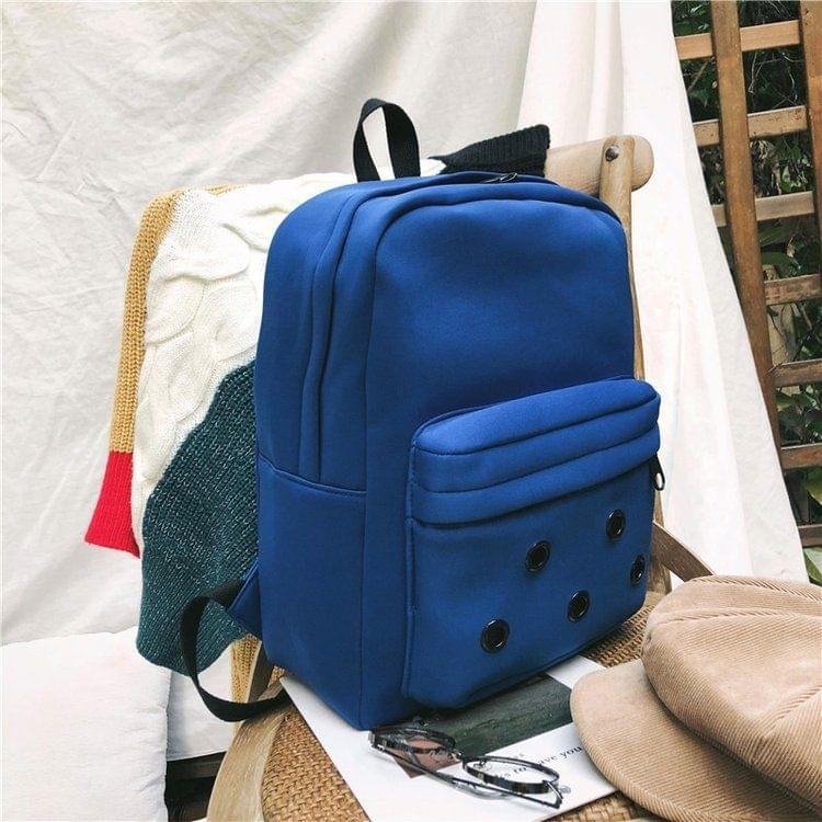 Double Zipper Design Double Shoulders School Bag Travel Backpack Bag (Blue)