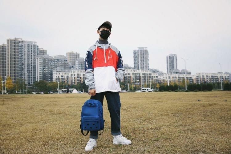 Double Zipper Design Double Shoulders School Bag Travel Backpack Bag (Blue)