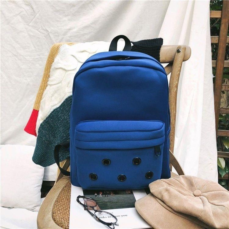 Double Zipper Design Double Shoulders School Bag Travel Backpack Bag (Blue)