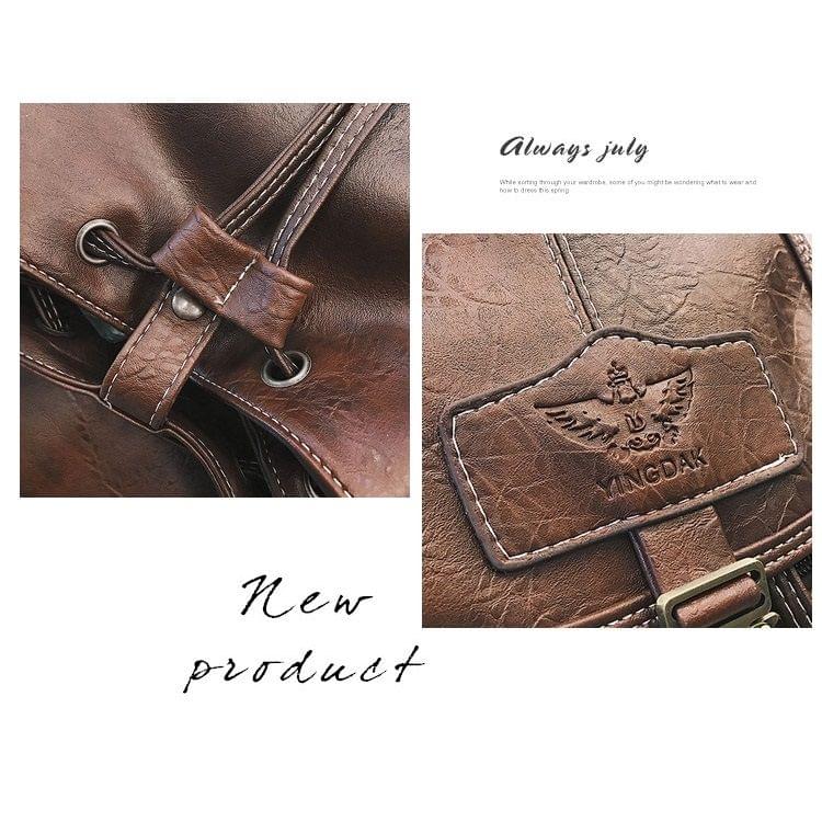 Simple Soft PU Leather Backpack Large Capacity Ladies Messenger Bags Handbag (Light Brown)