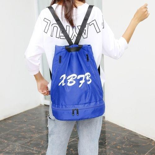 Drawstring Oxford Double Shoulders Sports Backpack Bag (Blue)