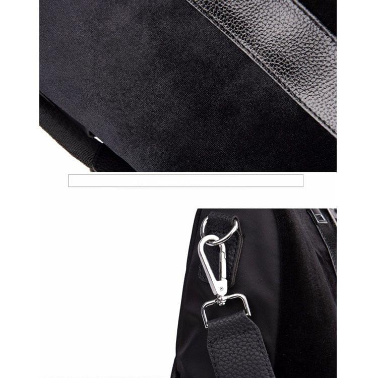 Fashion PU+ Suede School Backpack Casual Handbag Shoulder Bag(Dark Brown)
