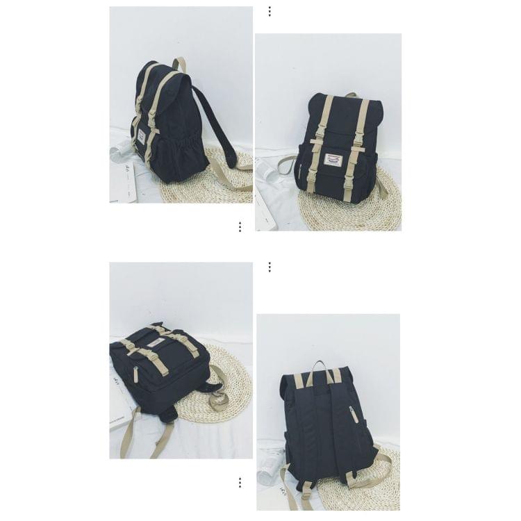 Splicing Large-capacity Backpack College Waterproof Couple Shoulder Bag (Black)