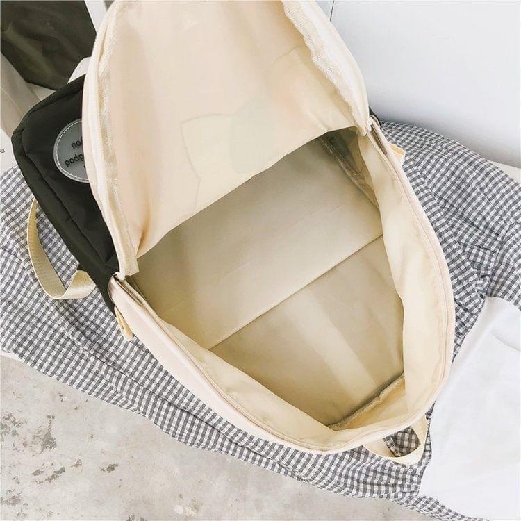 Middle Zipper Design Double Shoulders School Bag Travel Backpack Bag (Black)