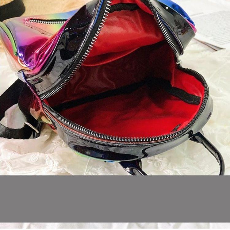 Star Glitter Laser Color PU Leather Double Shoulders Bag Ladies Handbag Backpack Bag (Pink)