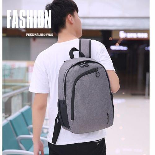 Double Zipper Design Nylon Portable Casual Double Shoulders Bag (Grey)