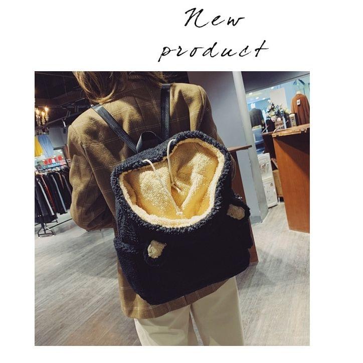 Plush Cute Bear Handbag Double Shoulder Bag Girl Backpack