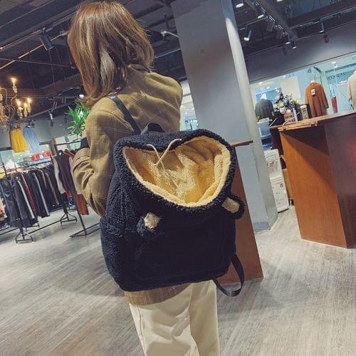 Plush Cute Bear Handbag Double Shoulder Bag Girl Backpack