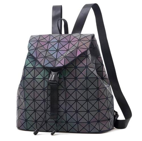 Women Laser Luminous Backpack School Hologram Geometric Fold Student School Bags, Size:25x13x25cm(Luminous lattice)