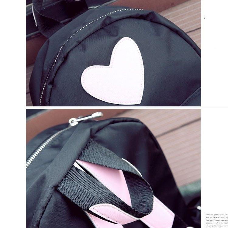 Heart Pattern Double Shoulders School Bag Travel Backpack Bag (Red)