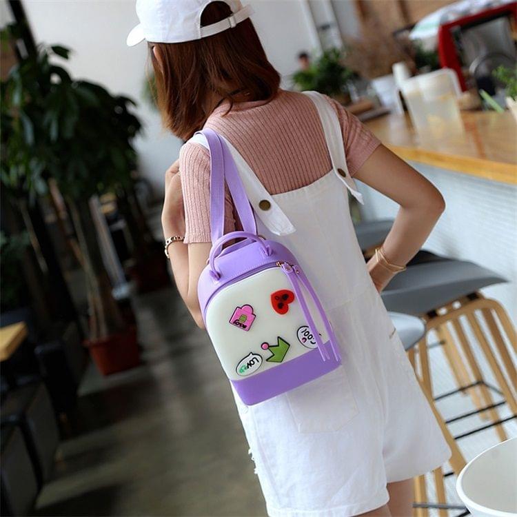 Multi-function Leisure Fashion Silica Gel Double Shoulders Bag Backpack (Purple)