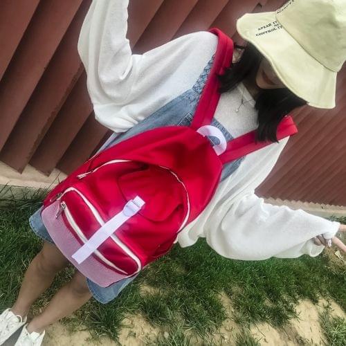 Casual Oxford Cloth + Polyester Shoulder Bag School Bag (Red)