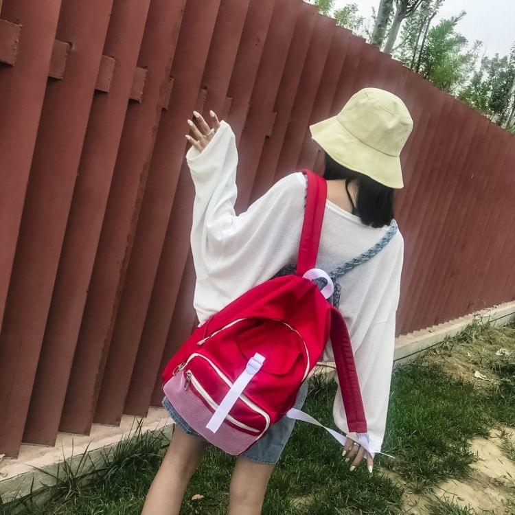Casual Oxford Cloth + Polyester Shoulder Bag School Bag (Red)