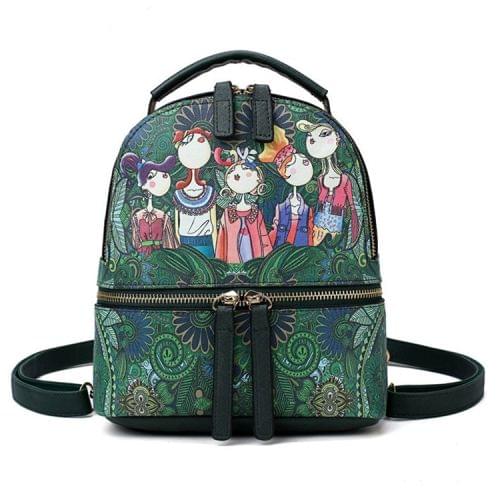 Multi-function Leisure Fashion Creative Printing Design Shoulder Bag Handbag Double Shoulders Bag (Green)