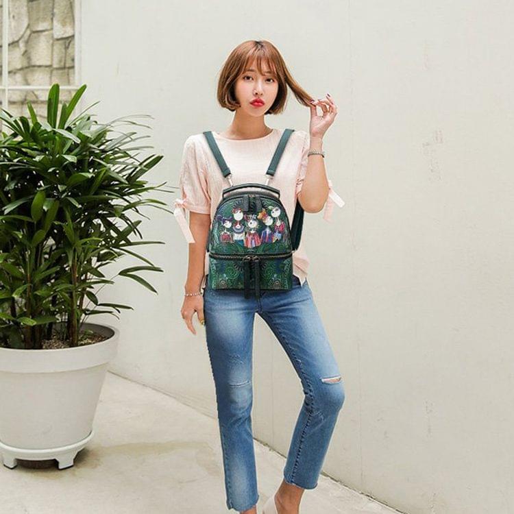 Multi-function Leisure Fashion Creative Printing Design Shoulder Bag Handbag Double Shoulders Bag (Green)