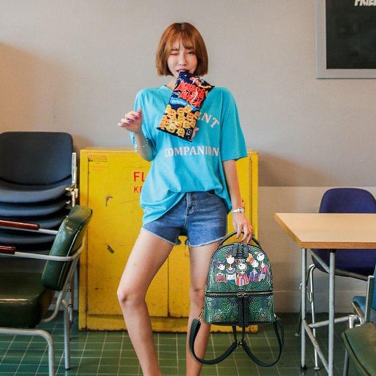 Multi-function Leisure Fashion Creative Printing Design Shoulder Bag Handbag Double Shoulders Bag (Green)