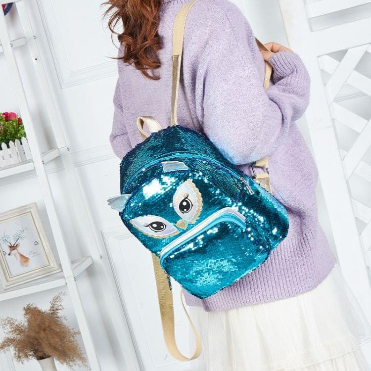 Fashion Waterproof Sequins Student Bag Travel Campus Backpack(Blue)