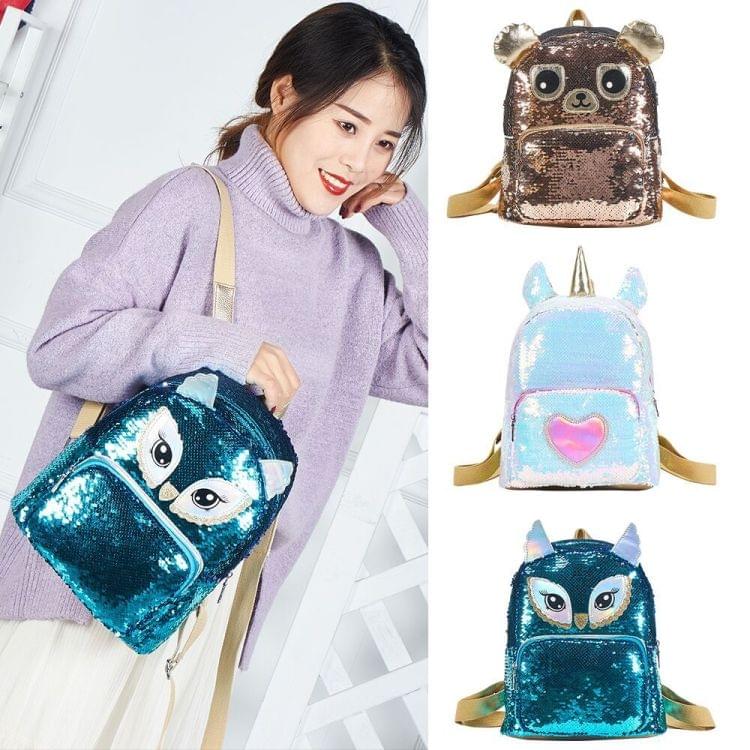Fashion Waterproof Sequins Student Bag Travel Campus Backpack(Blue)