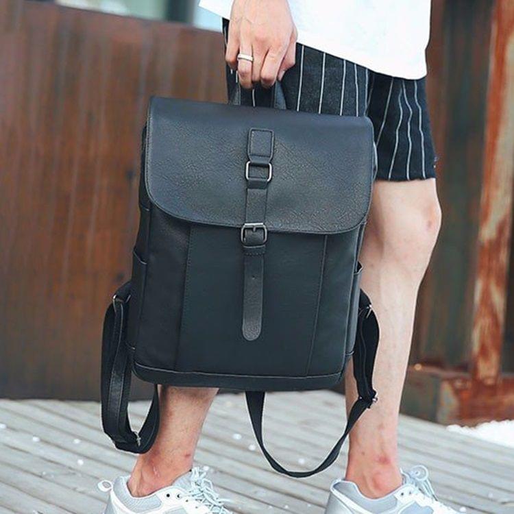 Solid Color Retro PU Leather Double-shoulder Bag Messenger Bag for Men (Khaki)
