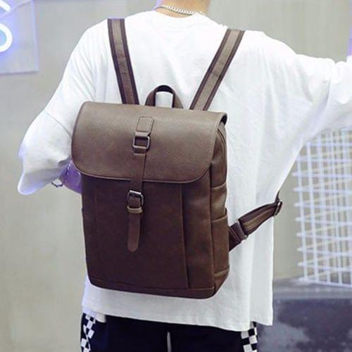 Solid Color Retro PU Leather Double-shoulder Bag Messenger Bag for Men (Khaki)