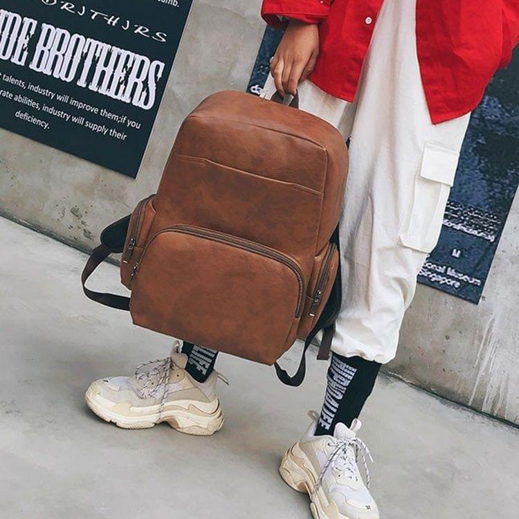 Stereoscopic PU Leather Sports Double-shoulder Bag Messenger Bag for Men (Khaki)