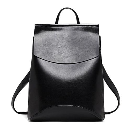 Fashion Women Backpack Youth Leather Backpacks for Teenage Girls Female School Double-Shoulder Bag(Black)