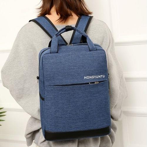 Multi-Function Terylene Portable Casual Double Shoulders Bag with USB Charging Hole (Blue)