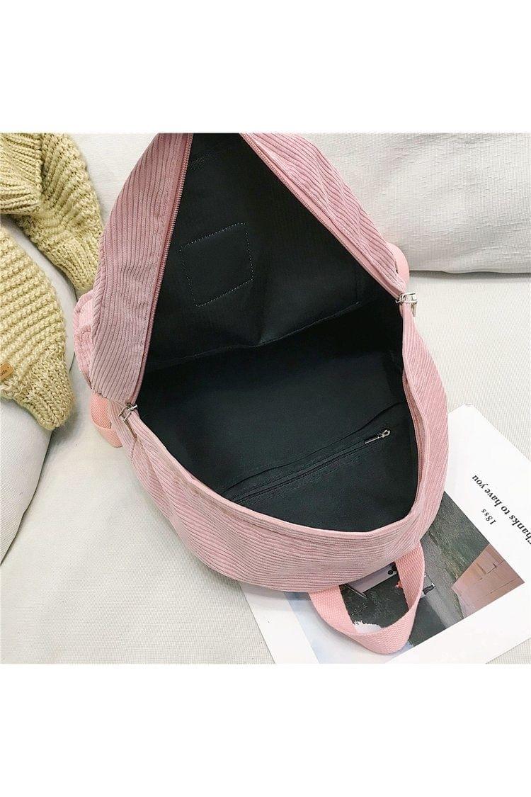 Cotton Velvet Double Shoulders School Bag Travel Backpack Bag (Blue)