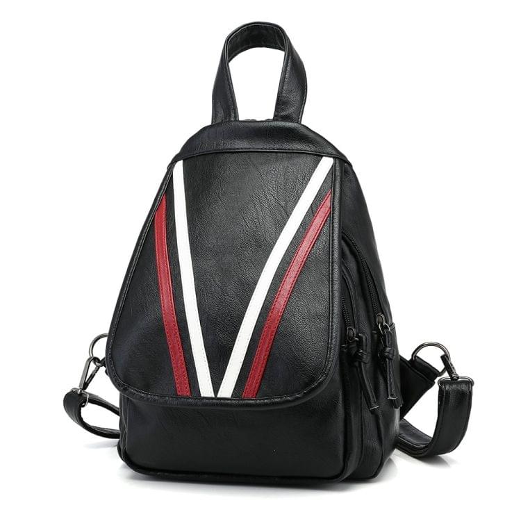 Multifunctional PU Backpack Women's Shoulder Bag (Red Stripe)