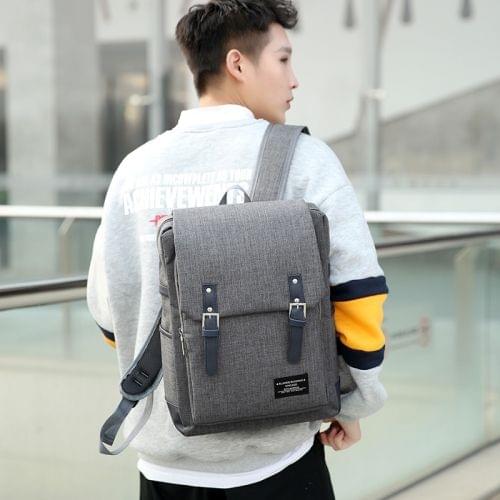 Oxford Cloth Double Shoulders School Bag Travel Backpack Bag (Gray)