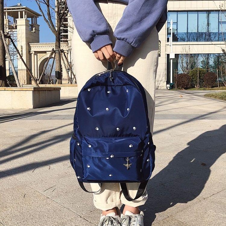 Small Footprint Pattern Waterproof Oxford Cloth Shoulder Backpack Casual Handbag Shoulder Bag (Navy Blue)