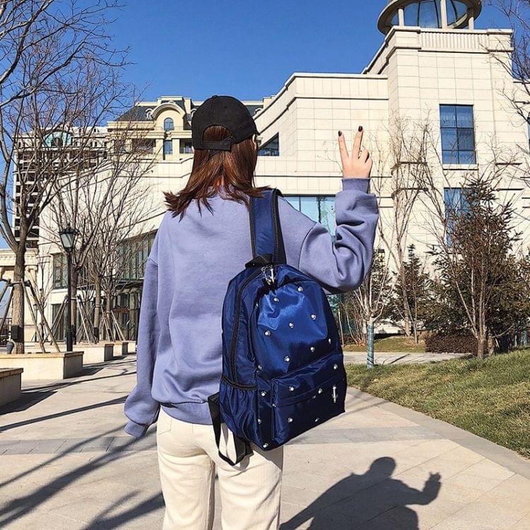 Small Footprint Pattern Waterproof Oxford Cloth Shoulder Backpack Casual Handbag Shoulder Bag (Navy Blue)