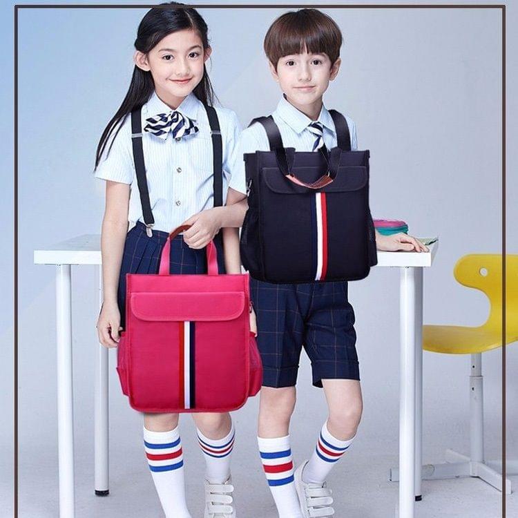 British Style Students Double Shoulders School Backpack Bag Single Shoulder Crossbody Bag (Rose Red)