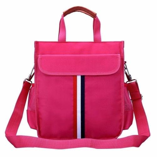 British Style Students Double Shoulders School Backpack Bag Single Shoulder Crossbody Bag (Rose Red)