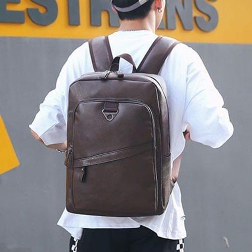 Wide Strap Casual PU Leather Double-shoulder Bag Messenger Bag for Men (Brown)
