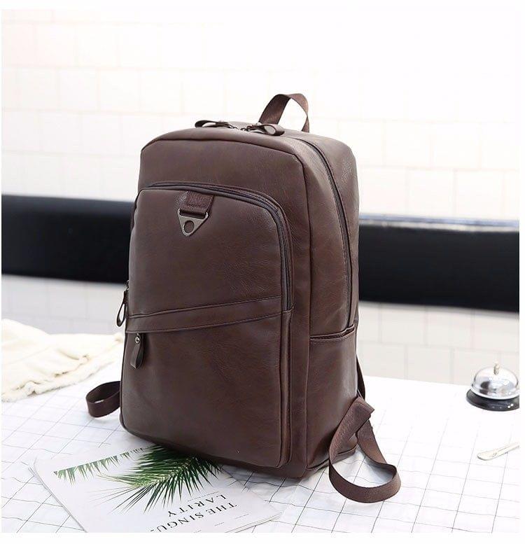 Wide Strap Casual PU Leather Double-shoulder Bag Messenger Bag for Men (Brown)